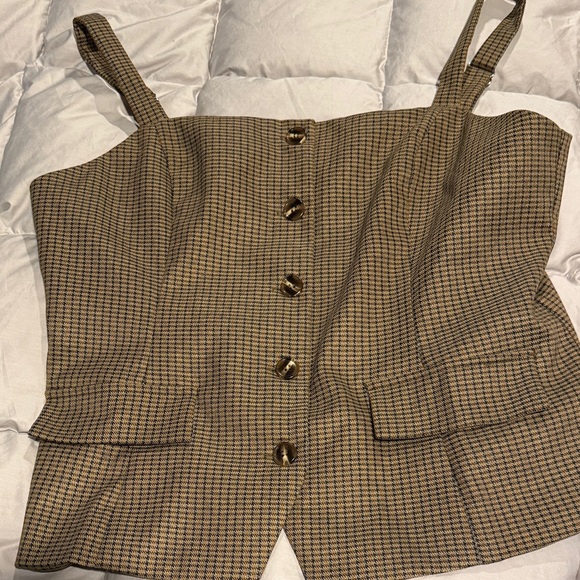 Anthropologie Brown Checkered Tank Top - Picture 1 of 3